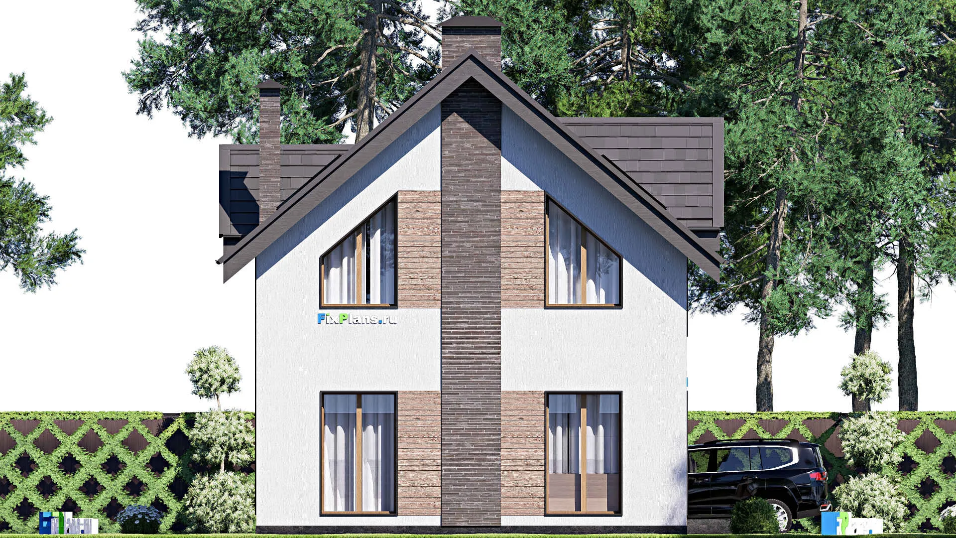 F-19367 - Проект дома с мансардой 10 на 13, площадью 160 м² с 4 спальнями