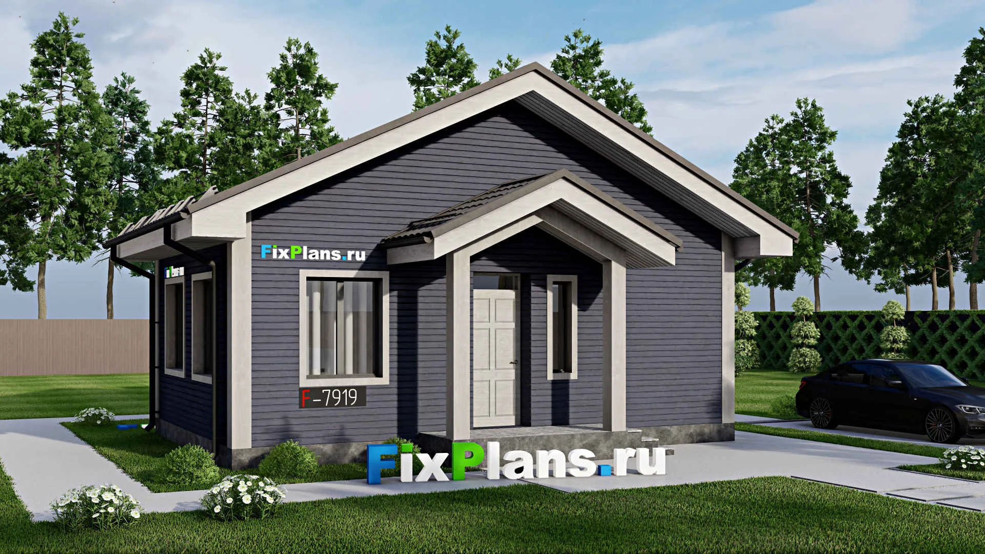 F-7919 - Проект бани 6 на 9, площадью 40 м² с комнатой отдыха и санузлом