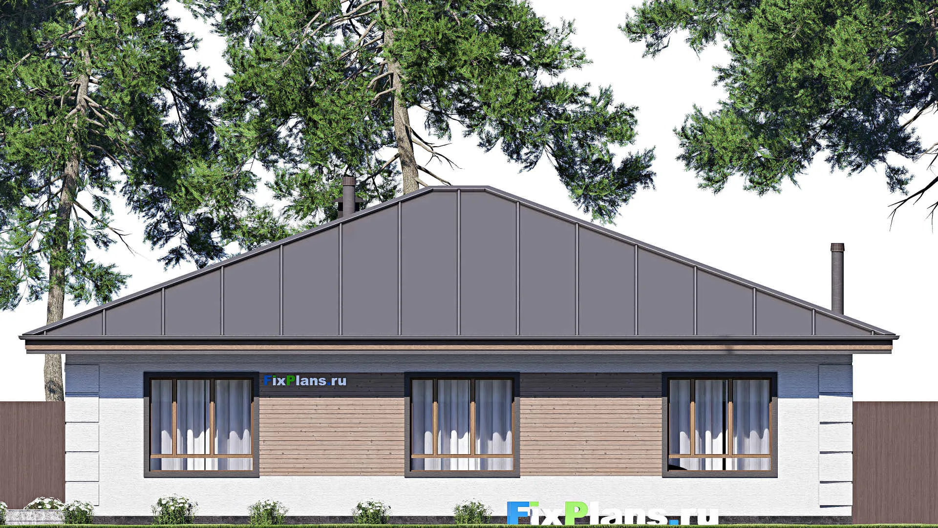 F-19115 - Проект одноэтажного дома 14 на 19, площадью 190 м² с террасой и 4 спальнями