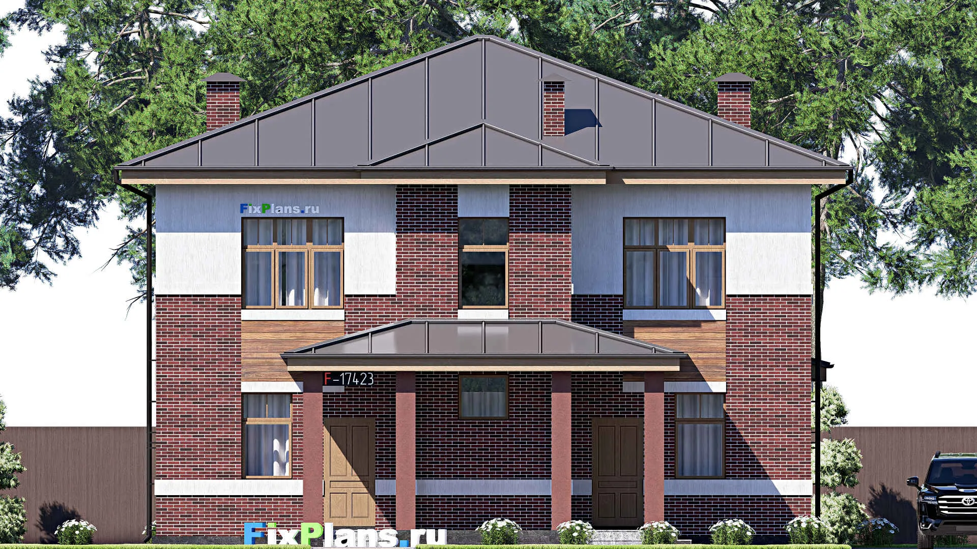 F-17423 - Проект двухэтажного дома 13 на 18, площадью 280 м² с 2 спальнями