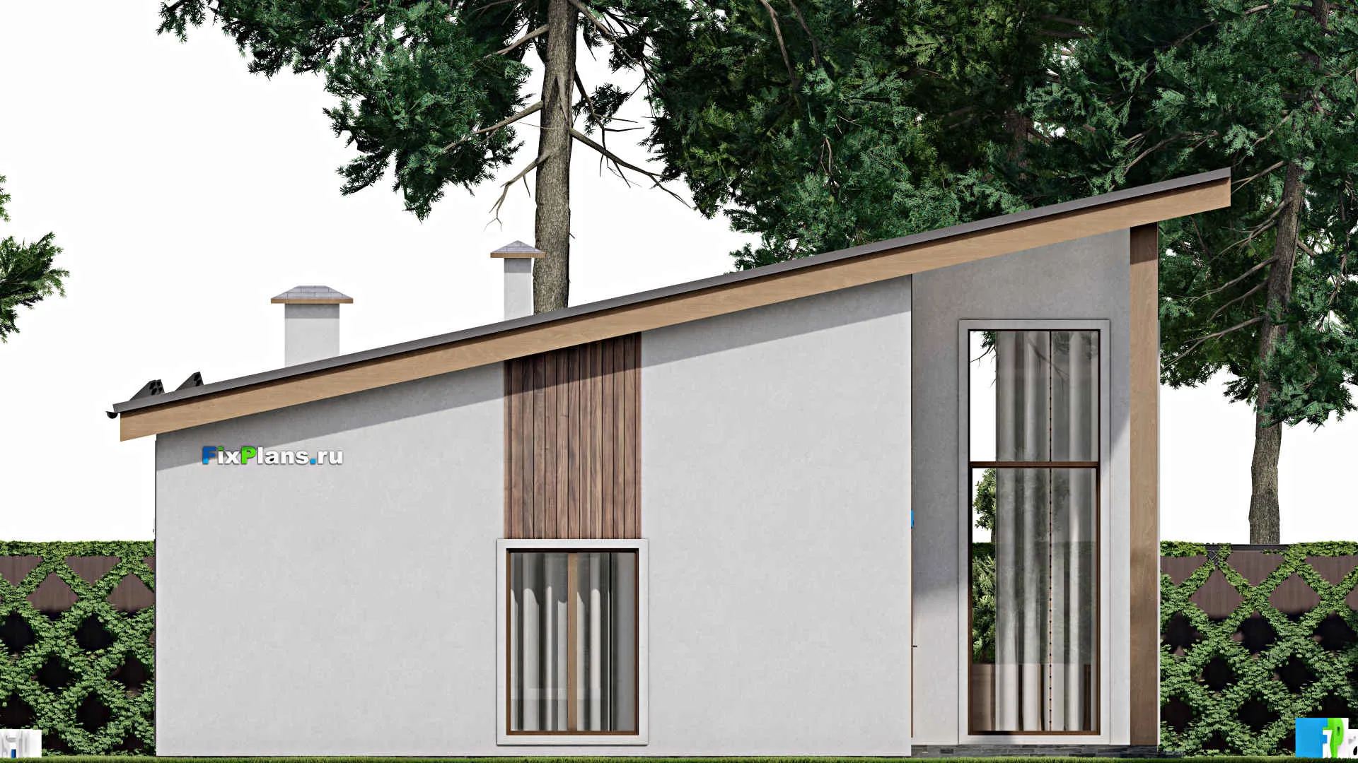 F-10115 - Проект одноэтажного дома 11 на 13, площадью 120 м² с террасой и 4 спальнями