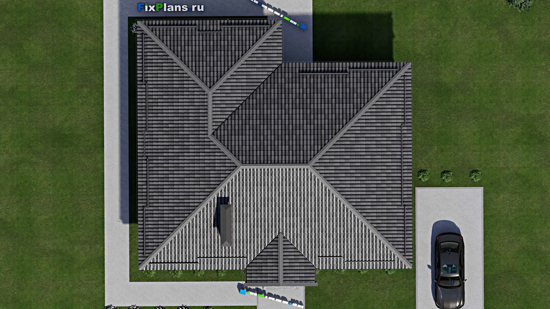 F-8126 - Проект одноэтажного дома 12 на 16, площадью 160 м² с террасой и 3 спальнями