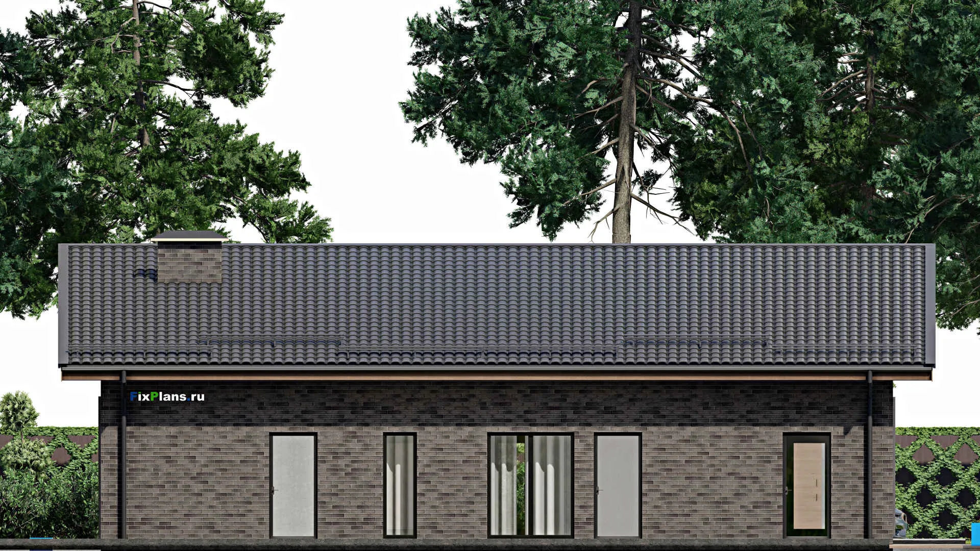 F-2447 - Проект одноэтажного дома 17 на 17, площадью 360 м² с террасой и 3 спальнями