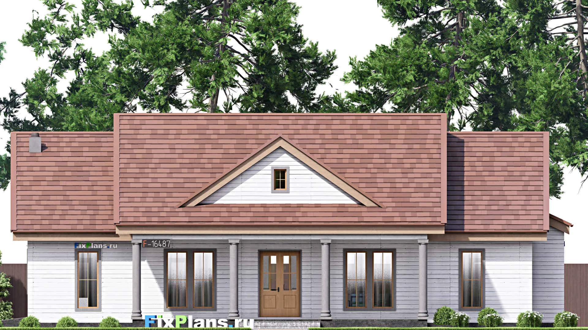 F-16487 - План одноэтажного дома 20 на 20, площадью 270 м² с 3 спальнями