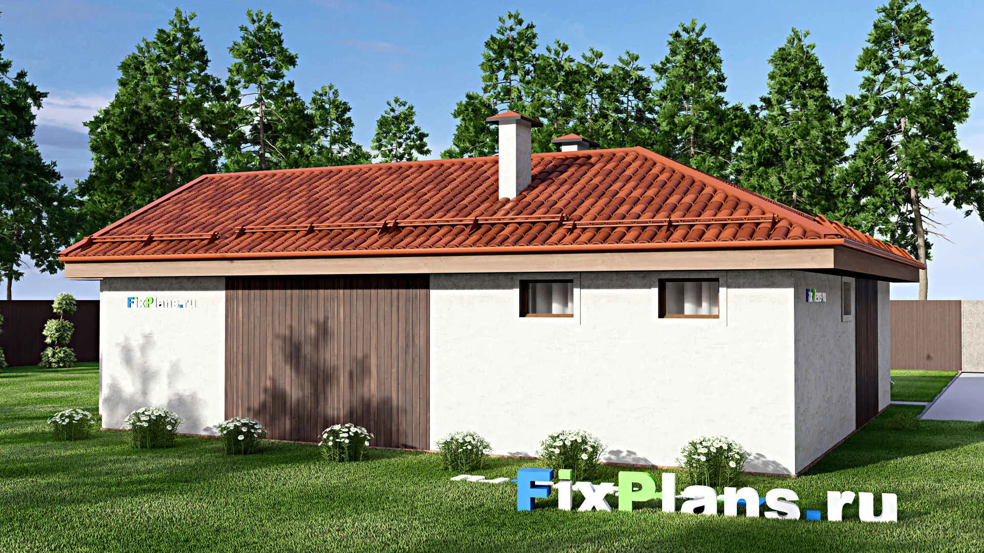 F-13976 - Проект бани 12 на 14, площадью 90 м² с терассой и санузлом