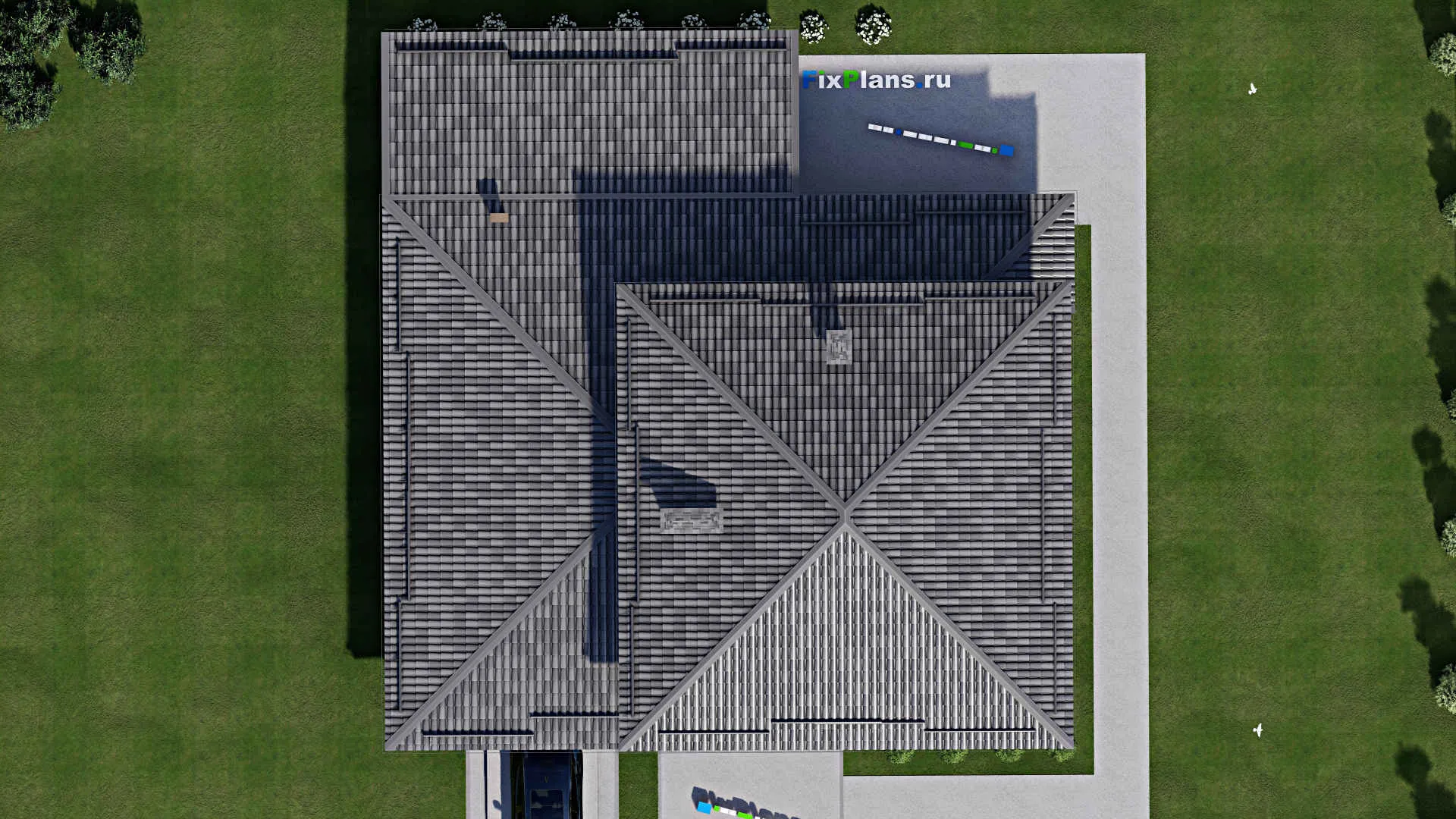 F-12356 - Проект двухэтажного дома 18 на 19, площадью 320 м² с террасой, гаражом на 2 машины и 3 спальнями