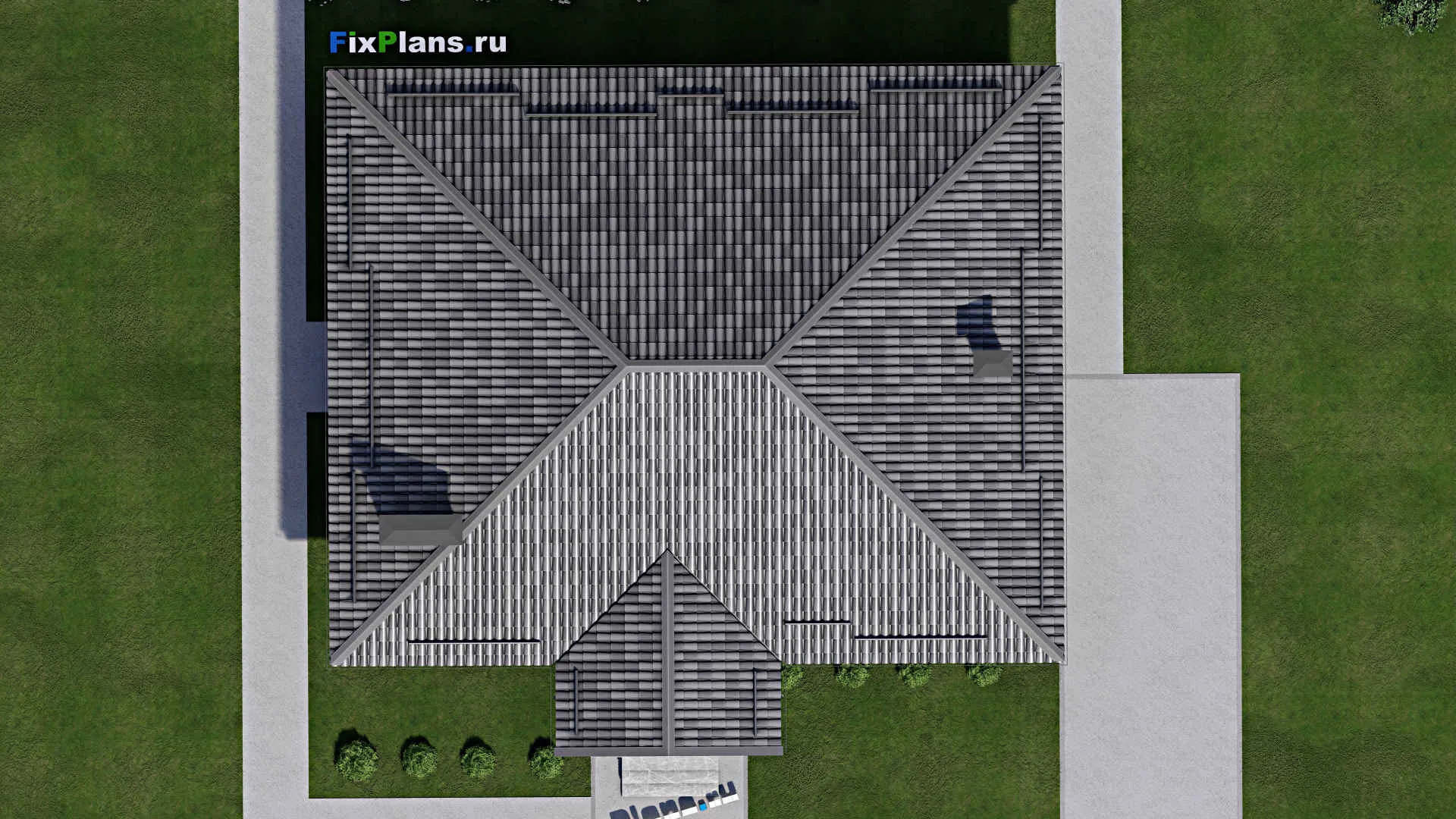 F-5903 - План одноэтажного дома 15 на 16, площадью 160 м² с 4 спальнями