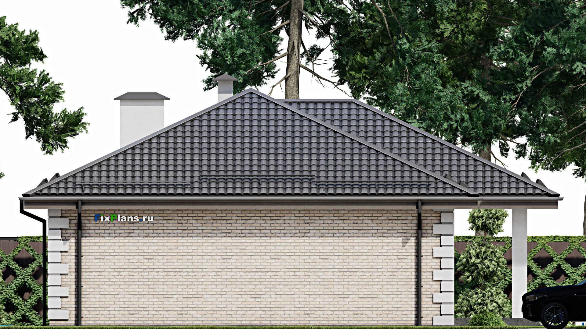 F-5030 - Проект одноэтажного дома 13 на 17, площадью 190 м² с террасой и 3 спальнями