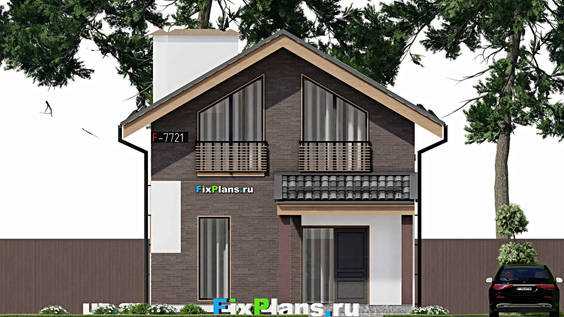 F-7721 - Проект дома с мансардой 7 на 14, площадью 160 м² с террасой и 3 спальнями