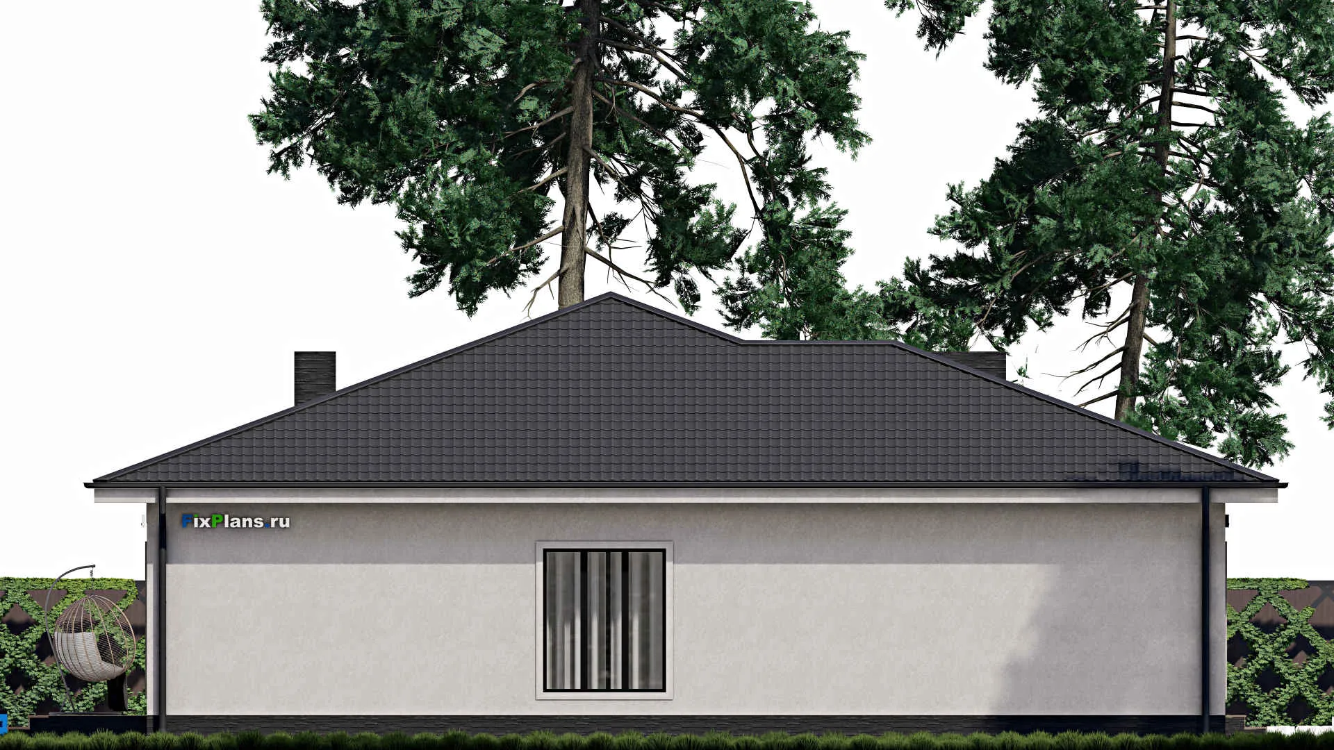 F-0233 - Проект одноэтажного дома 15 на 16, площадью 180 м² с террасой и 4 спальнями