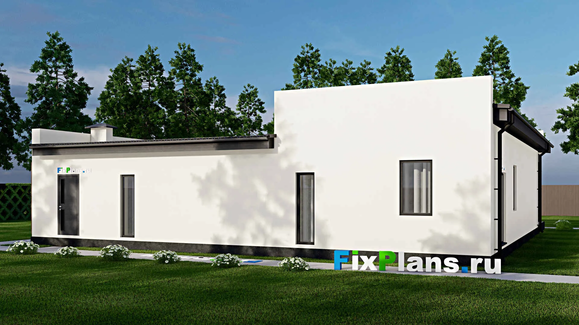 F-4463 - Проект одноэтажного дома 15 на 16, площадью 150 м² с террасой и 3 спальнями