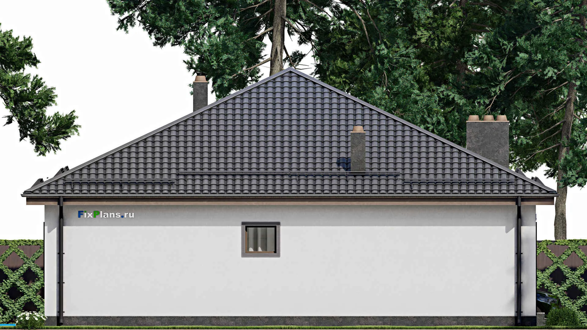 F-3518 - Проект одноэтажного дома 14 на 15, площадью 160 м² с террасой и 3 спальнями