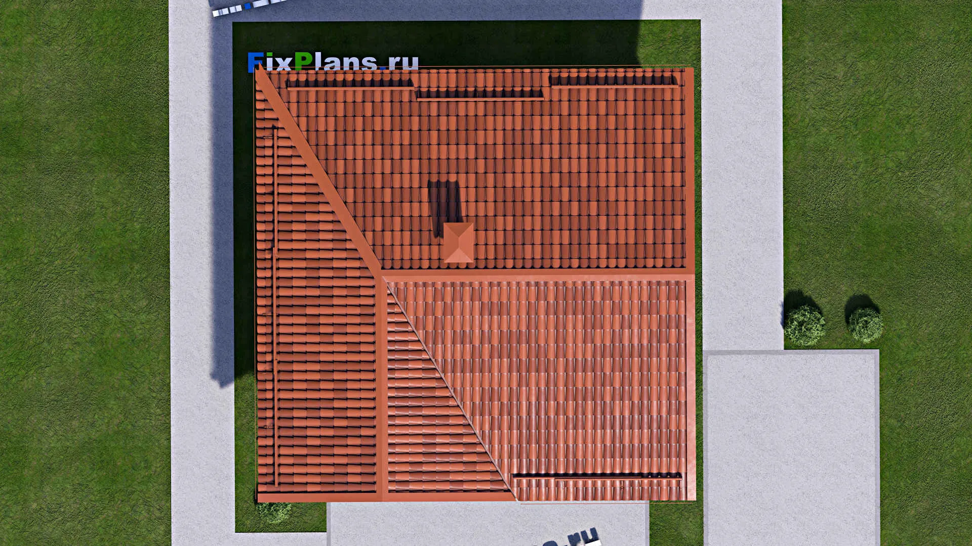 F-12959 - План одноэтажного дома 9 на 9, площадью 60 м² с террасой и 2 спальнями