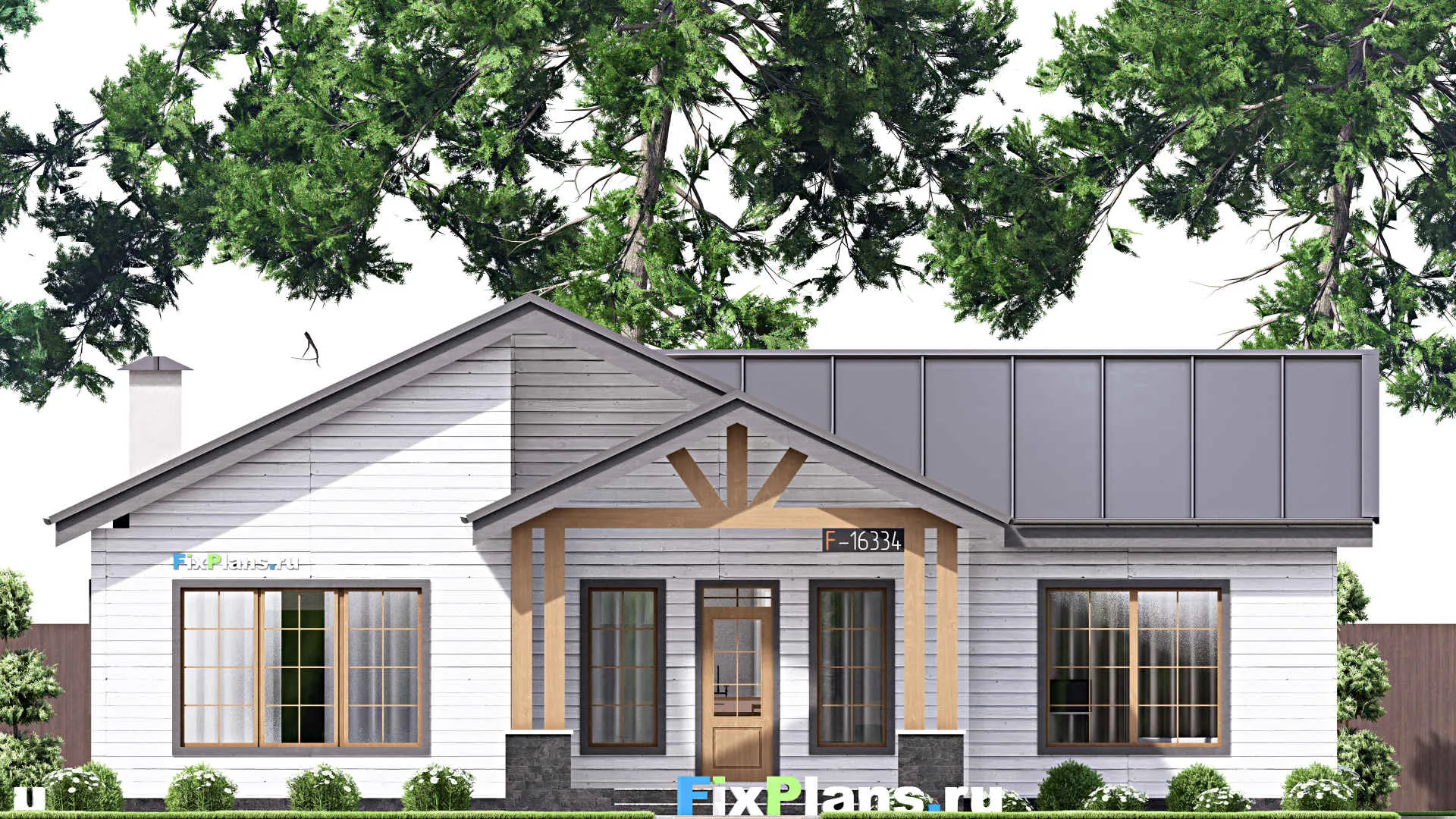 F-16334 - Проект одноэтажного дома 15 на 16, площадью 140 м² с 2 спальнями