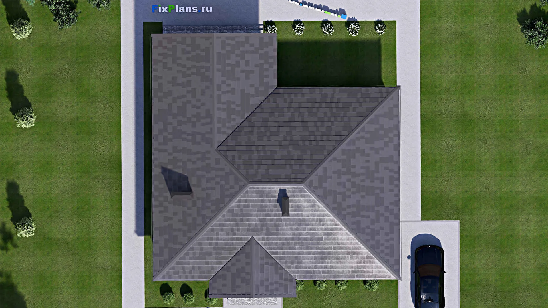 F-14381 - Проект одноэтажного дома 16 на 17, площадью 180 м² с террасой и 3 спальнями