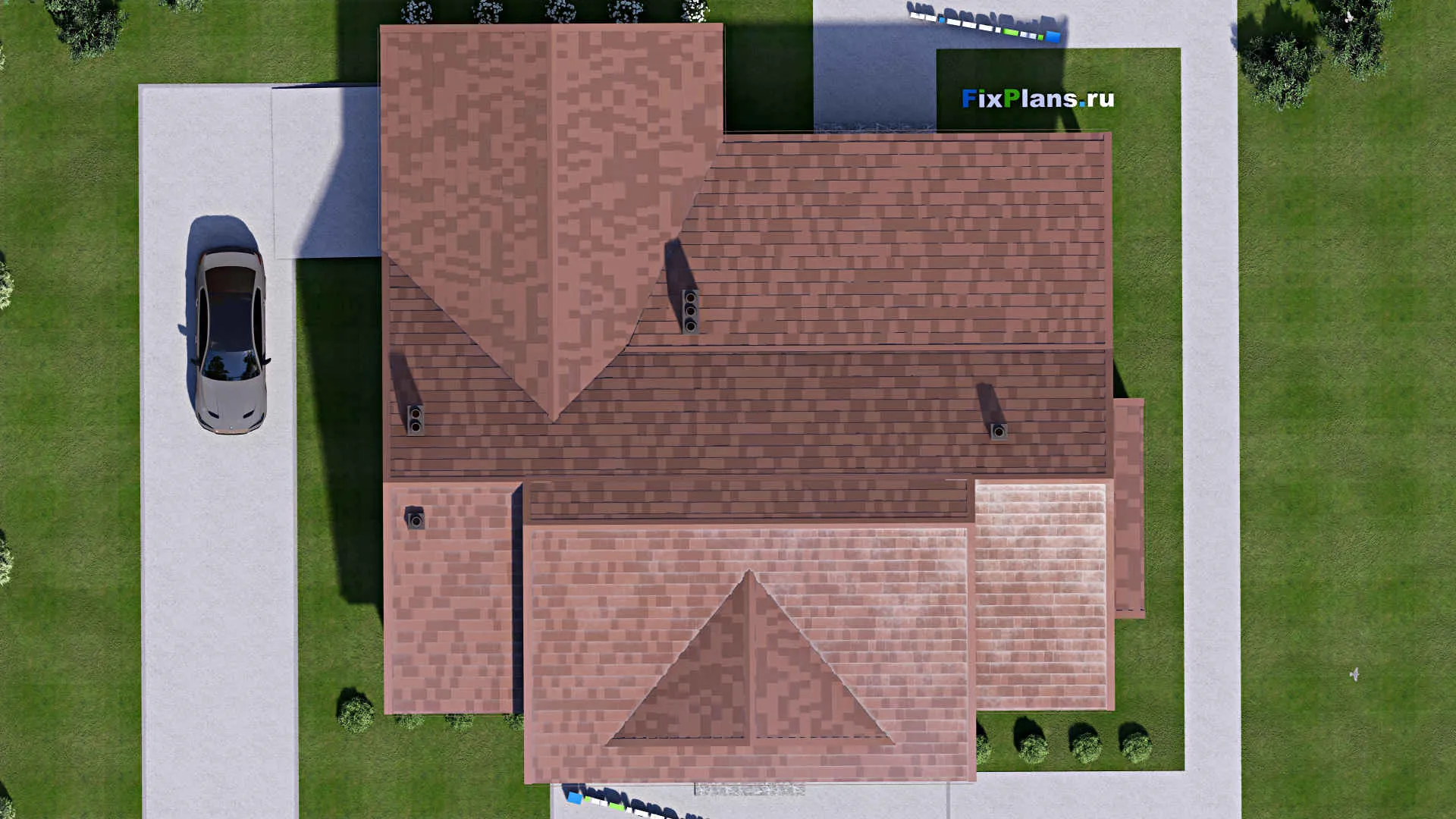 F-16487 - План одноэтажного дома 20 на 20, площадью 270 м² с 3 спальнями