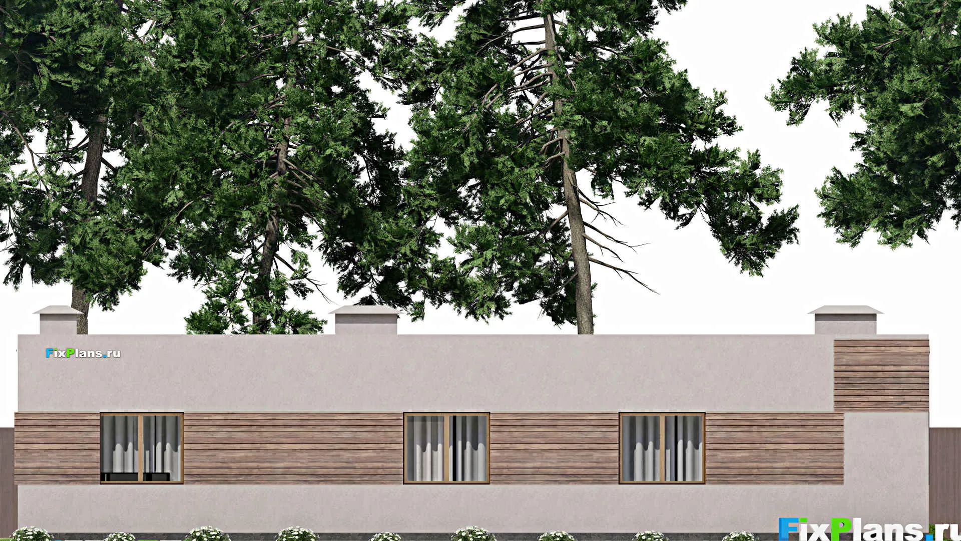 F-3842 - Проект одноэтажного дома 19 на 20, площадью 260 м² с террасой и 3 спальнями