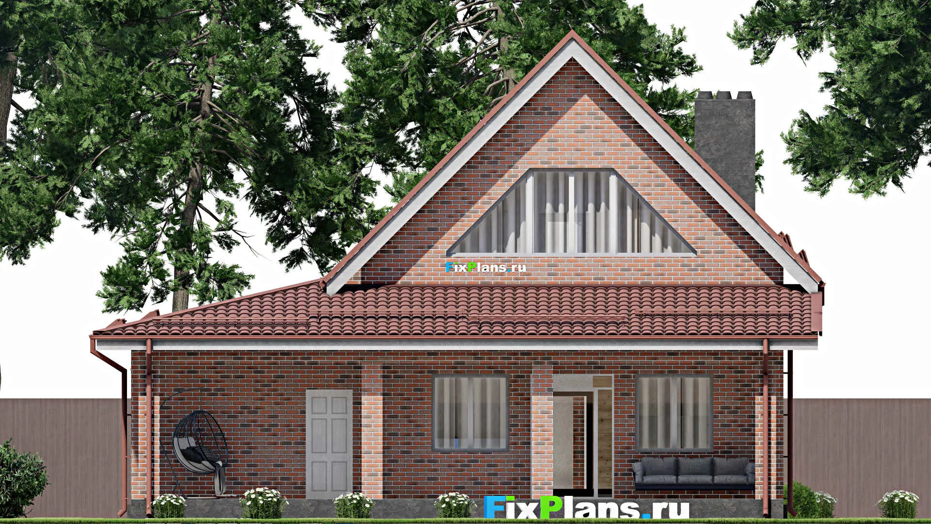 F-3032 - Планы дома с мансардой 13 на 15, площадью 210 м² с террасой, гаражом на 2 машины и 3 спальнями