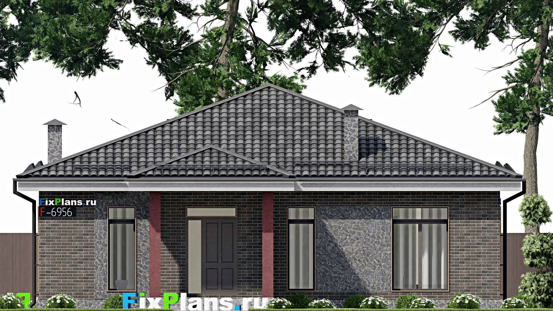 F-6956 - Проект одноэтажного дома 13 на 16, площадью 130 м² с 3 спальнями