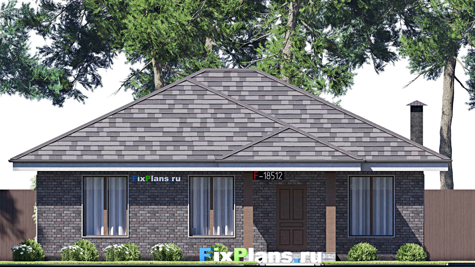 F-18512 - Проект одноэтажного дома 12 на 13, площадью 110 м² с 3 спальнями