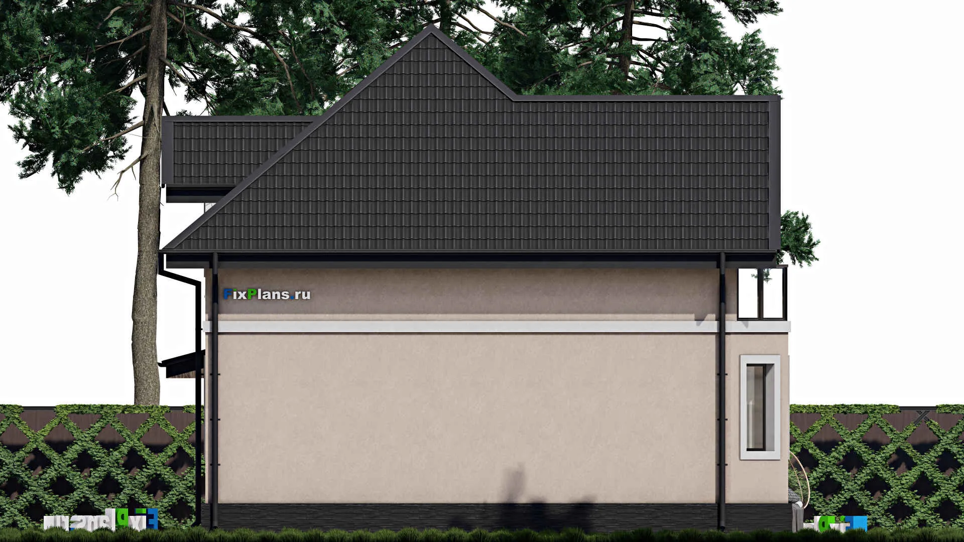 F-0197 - Проект дома с мансардой 11 на 15, площадью 160 м² с балконом, гаражом на 1 машину и 4 спальнями