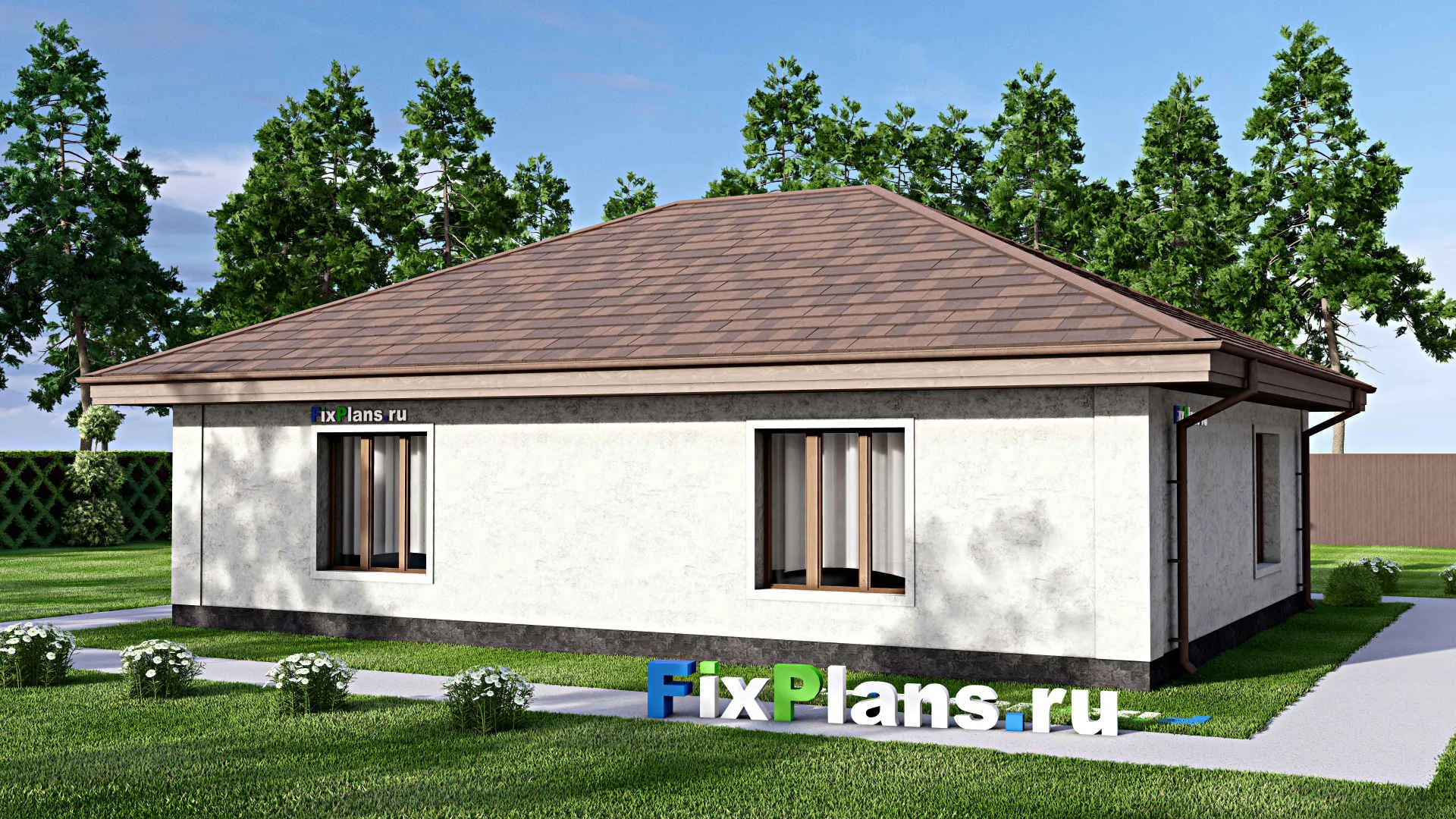 F-14363 - Проект одноэтажного дома 12 на 13, площадью 110 м² с 3 спальнями