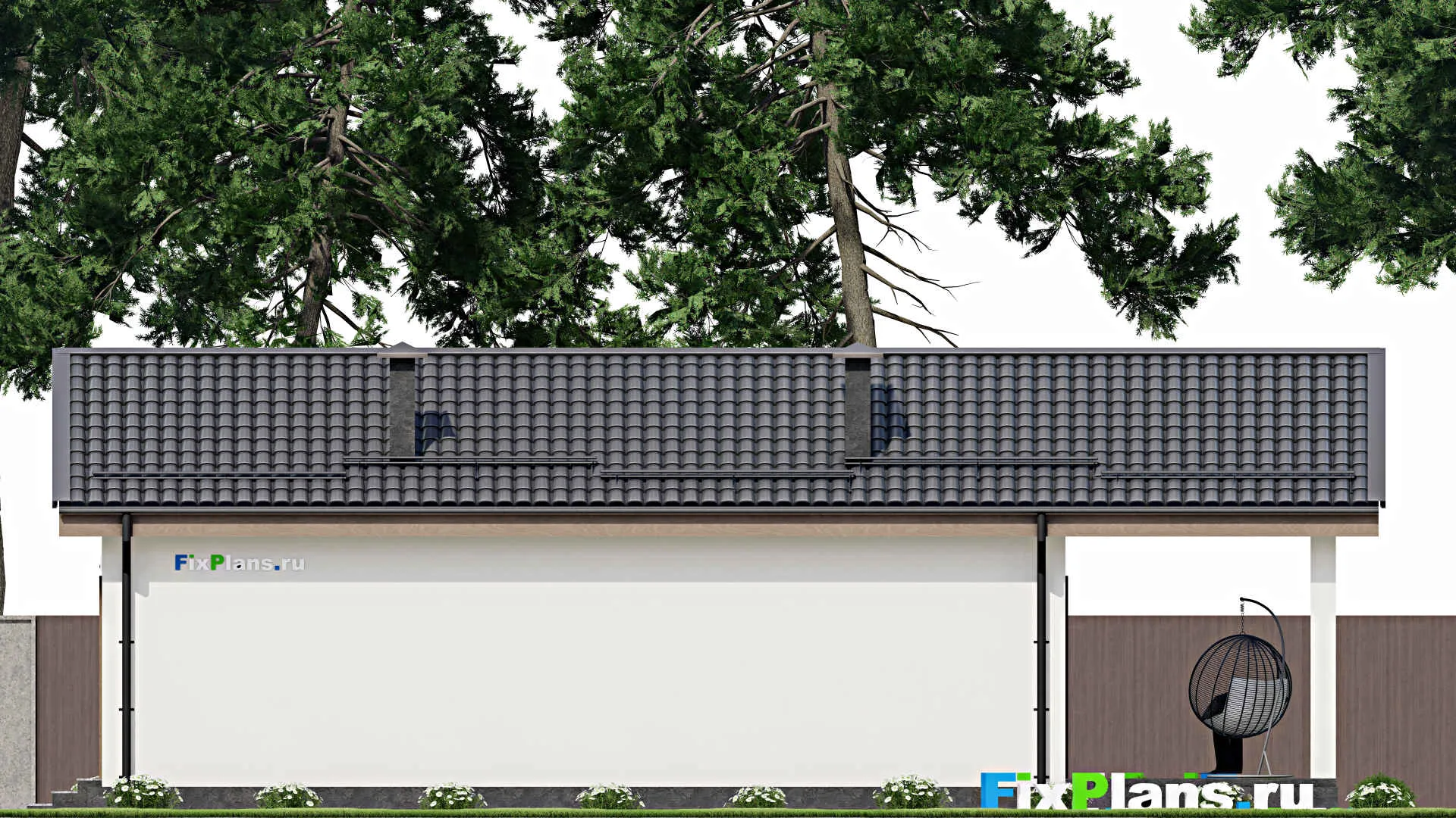 F-5534 - Проект бани 7 на 12, площадью 90 м² с терассой, 2 санузлами и спальней