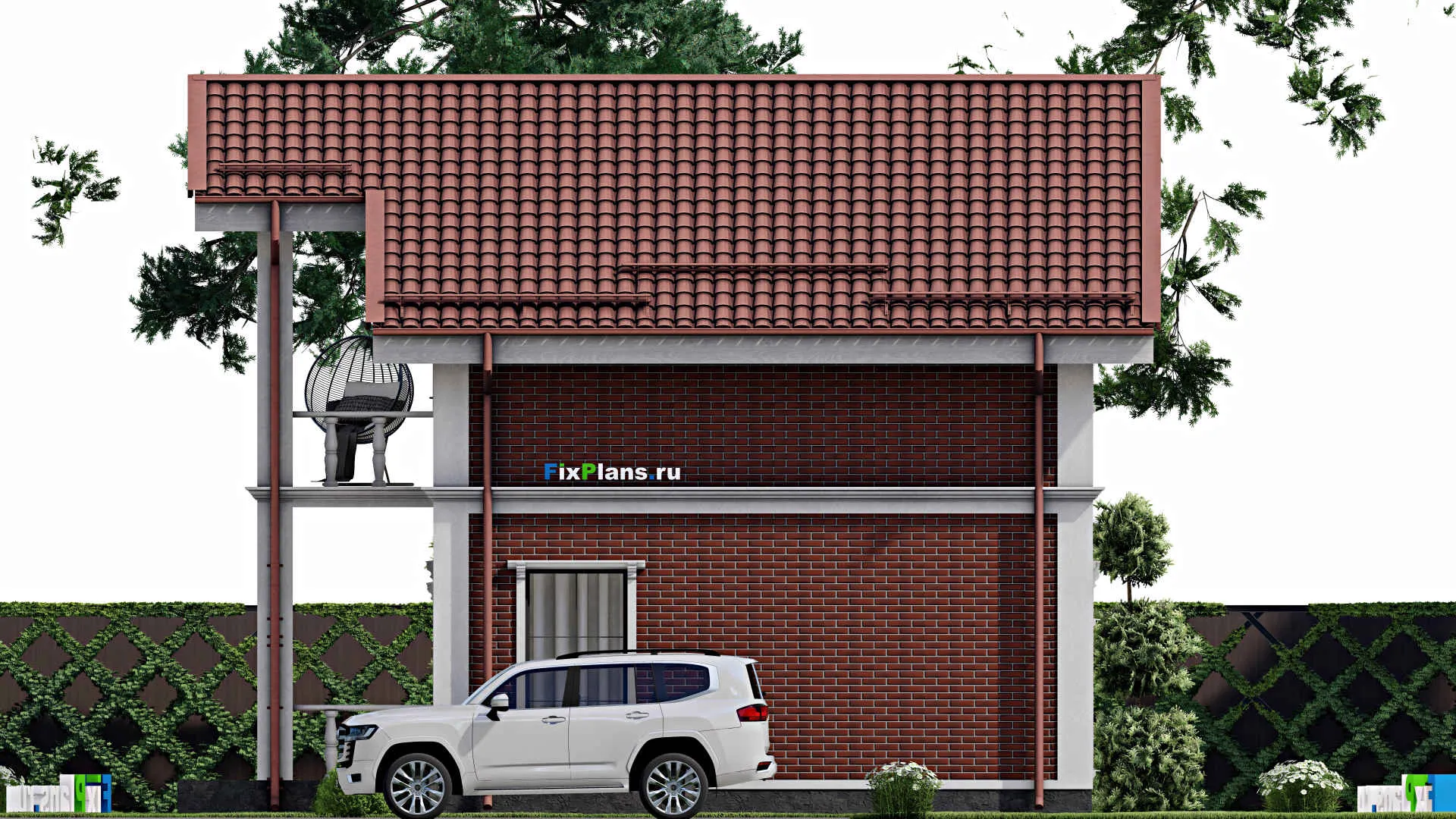 F-2843 - Планы дома с мансардой 8 на 11, площадью 120 м² с балконом и 3 спальнями