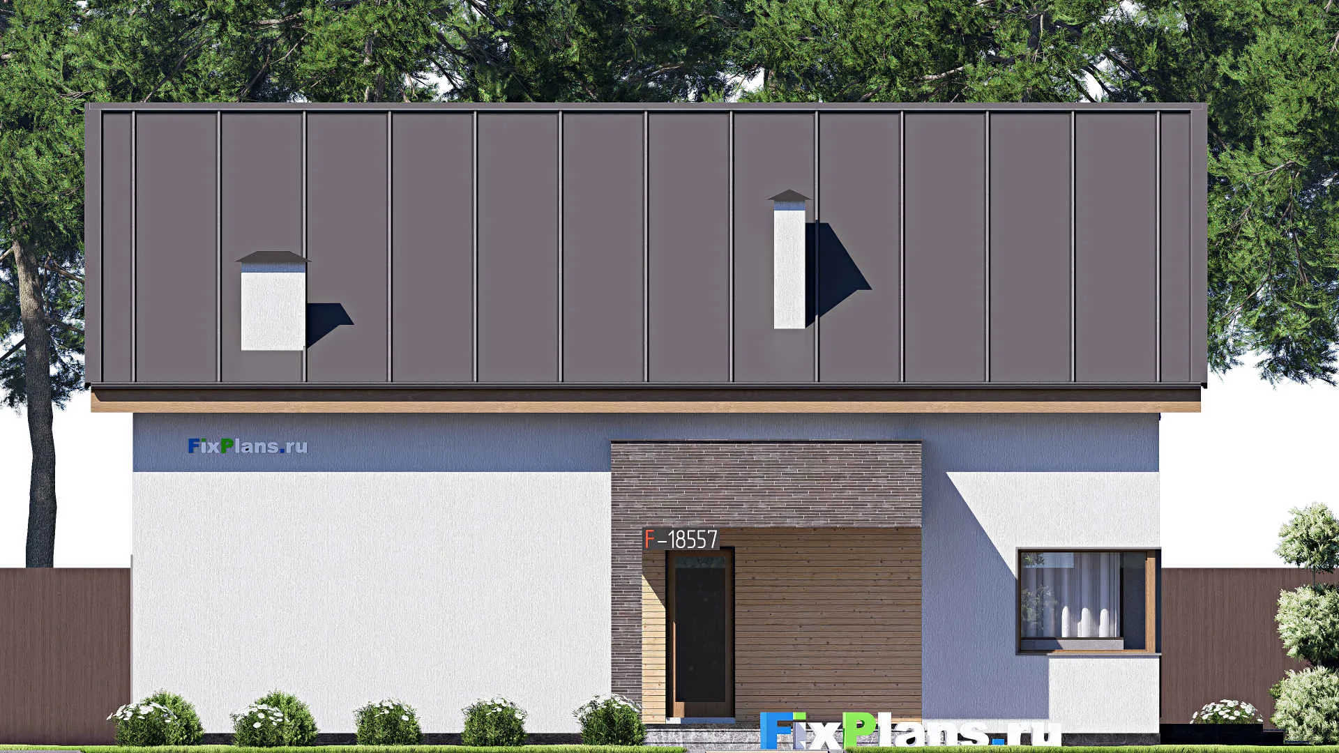 F-18557 - Проект дома с мансардой 15 на 16, площадью 240 м² с террасой и 5 спальнями