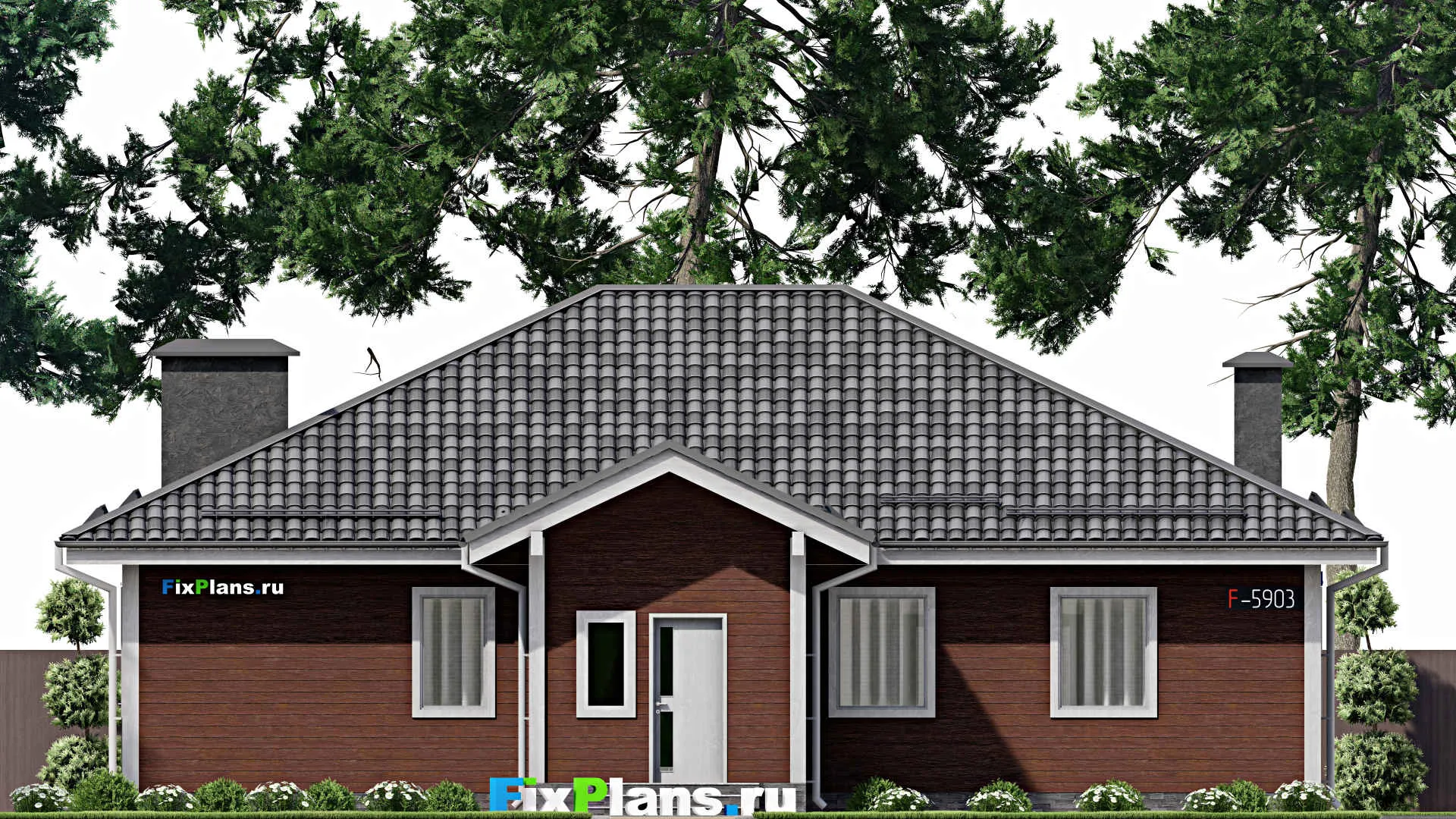 F-5903 - План одноэтажного дома 15 на 16, площадью 160 м² с 4 спальнями