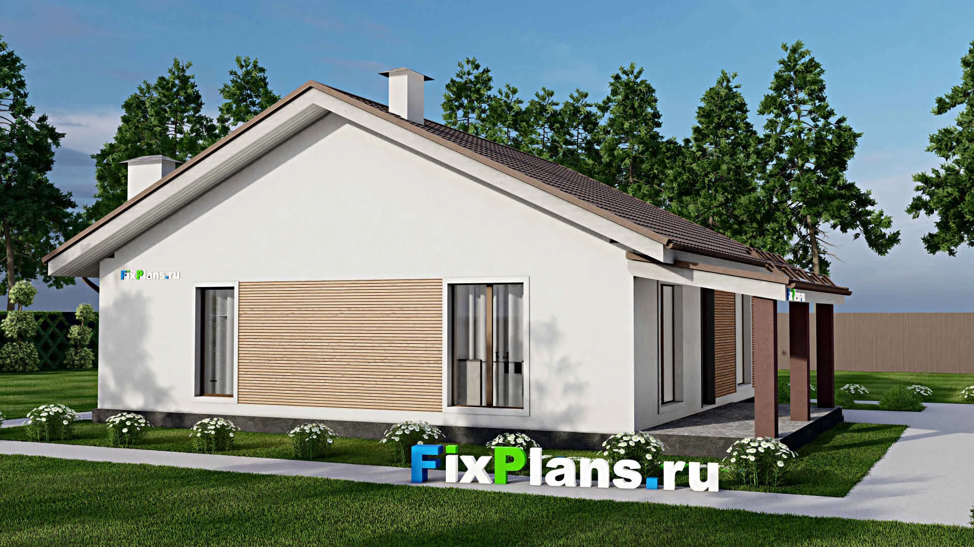 F-10772 - Проект одноэтажного дома 12 на 14, площадью 120 м² с 2 спальнями