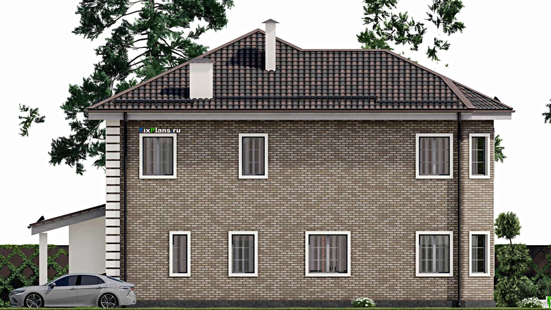 F-5237 - Проект двухэтажного дома 13 на 15, площадью 260 м² с 7 спальнями