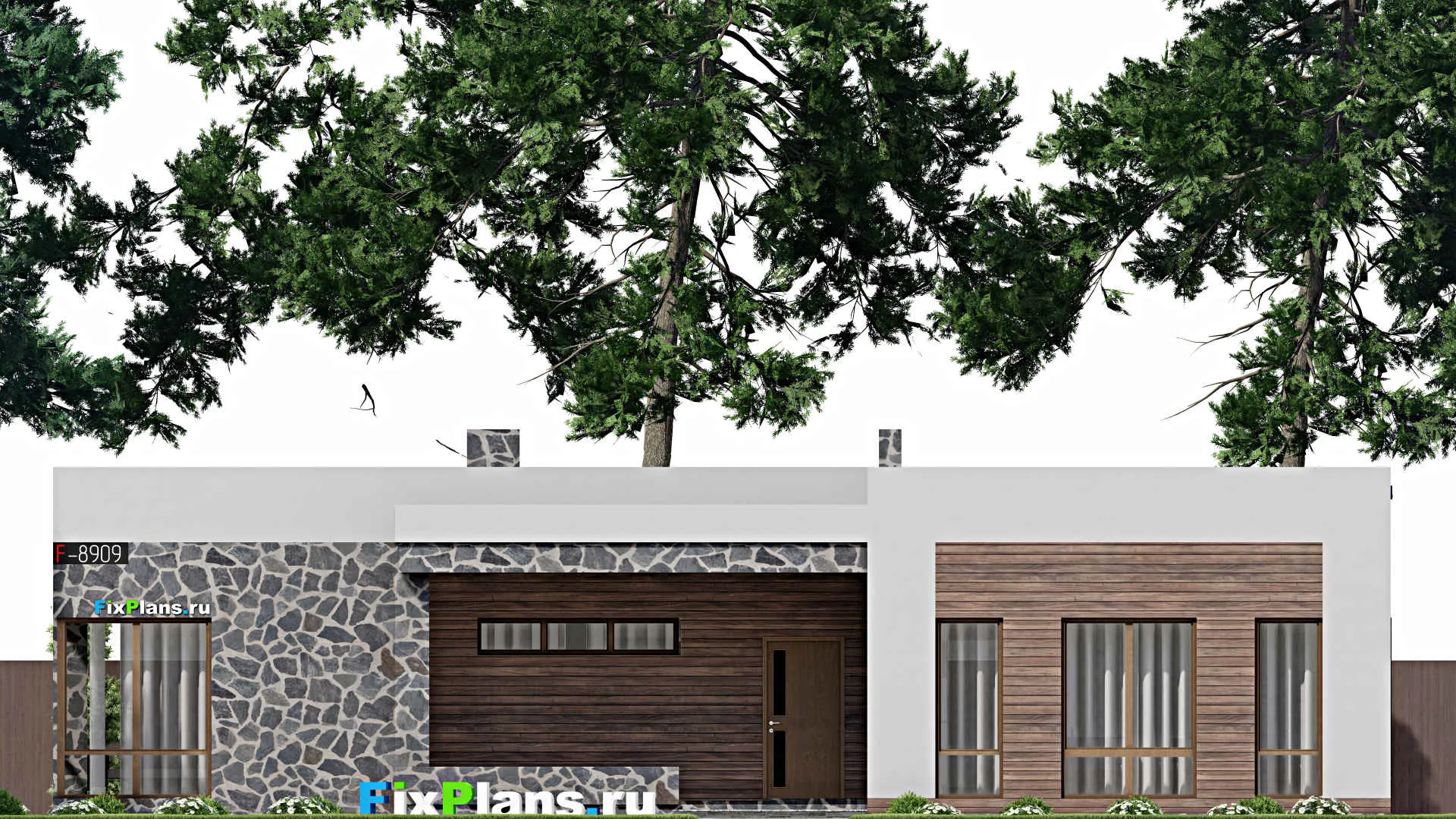 F-8909 - Проект бани 18 на 18, площадью 220 м² с терассой, санузлом и спальней