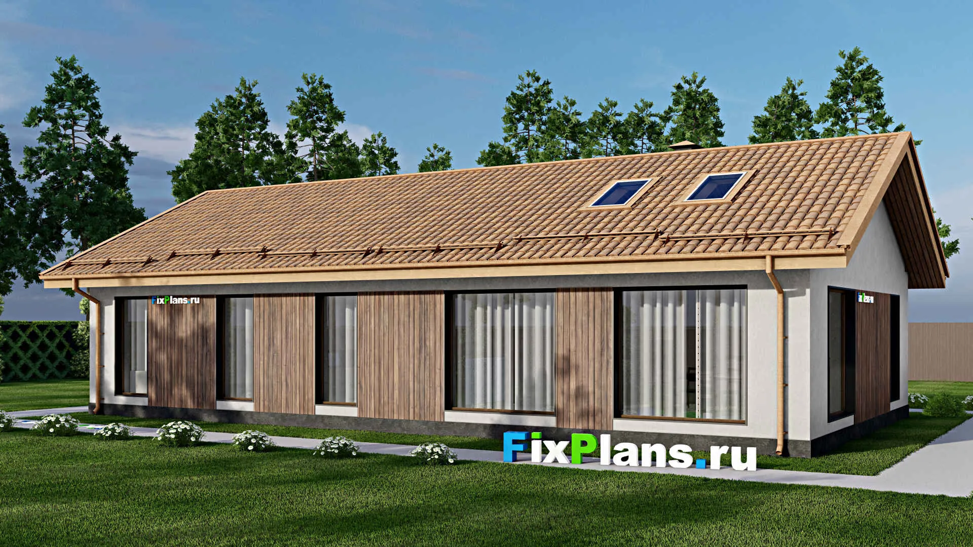 F-10970 - Проект одноэтажного дома 11 на 18, площадью 140 м² с 3 спальнями