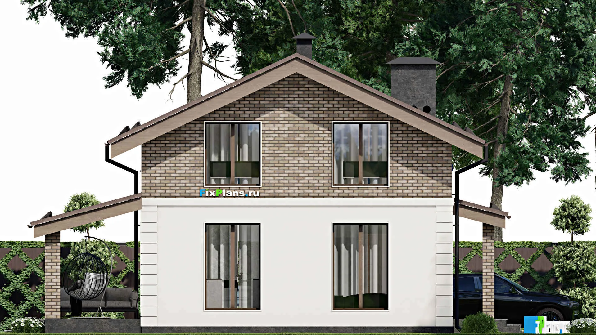 F-4796 - Планы дома с мансардой 9 на 11, площадью 140 м² с террасой и 3 спальнями