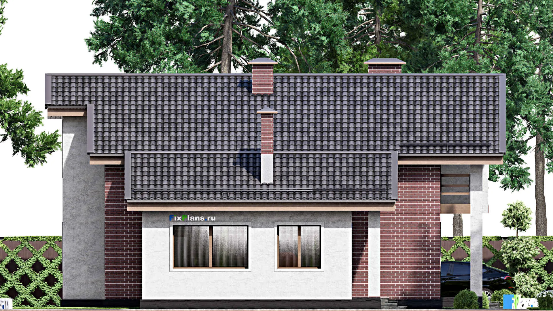 F-9800 - Проект дома с мансардой 14 на 17, площадью 220 м² с балконом и 4 спальнями