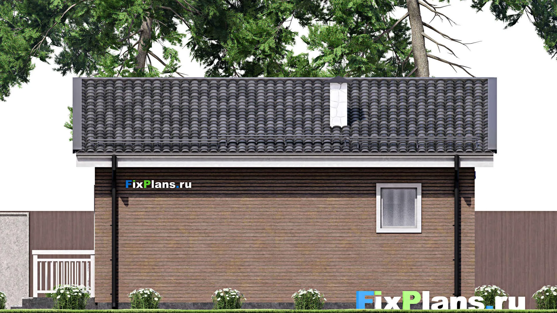 F-15065 - Проект бани 11 на 12, площадью 100 м² с комнатой отдыха, терассой и санузлом