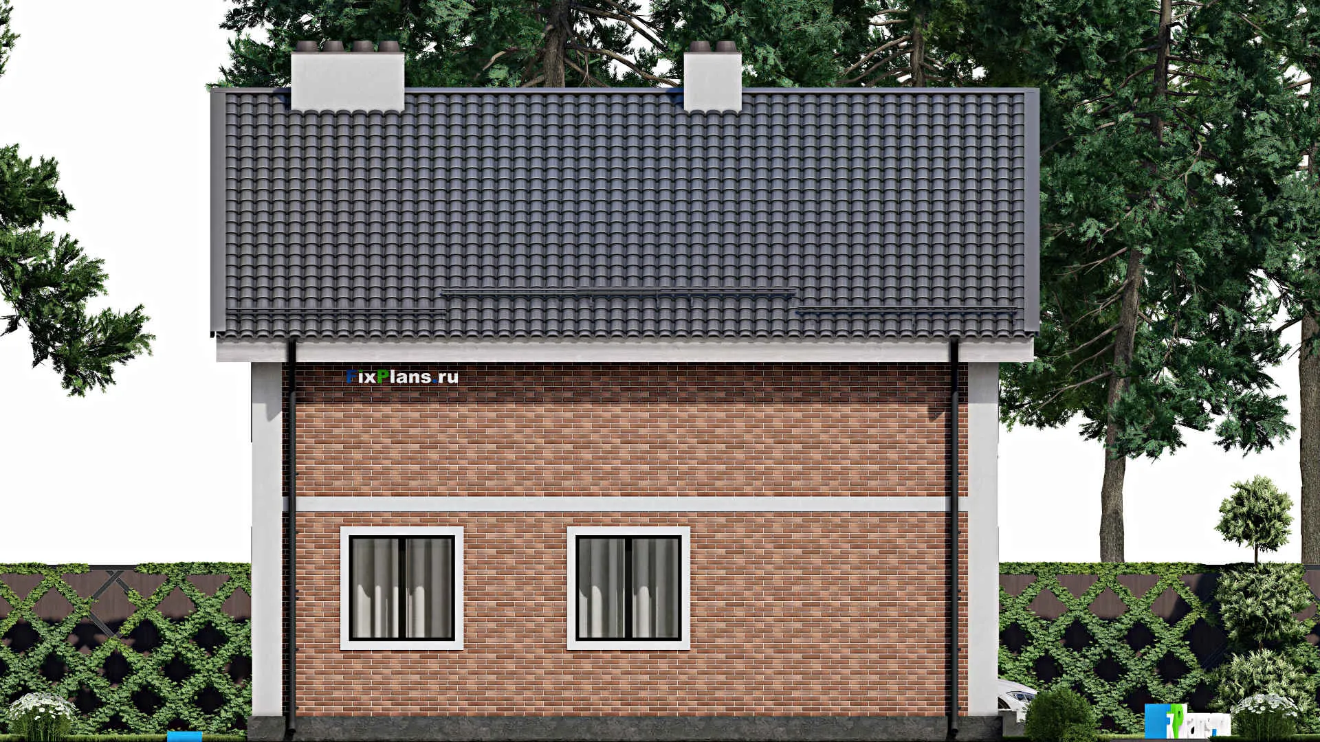 F-4292 - Планы дома с мансардой 11 на 14, площадью 180 м² с террасой и 5 спальнями
