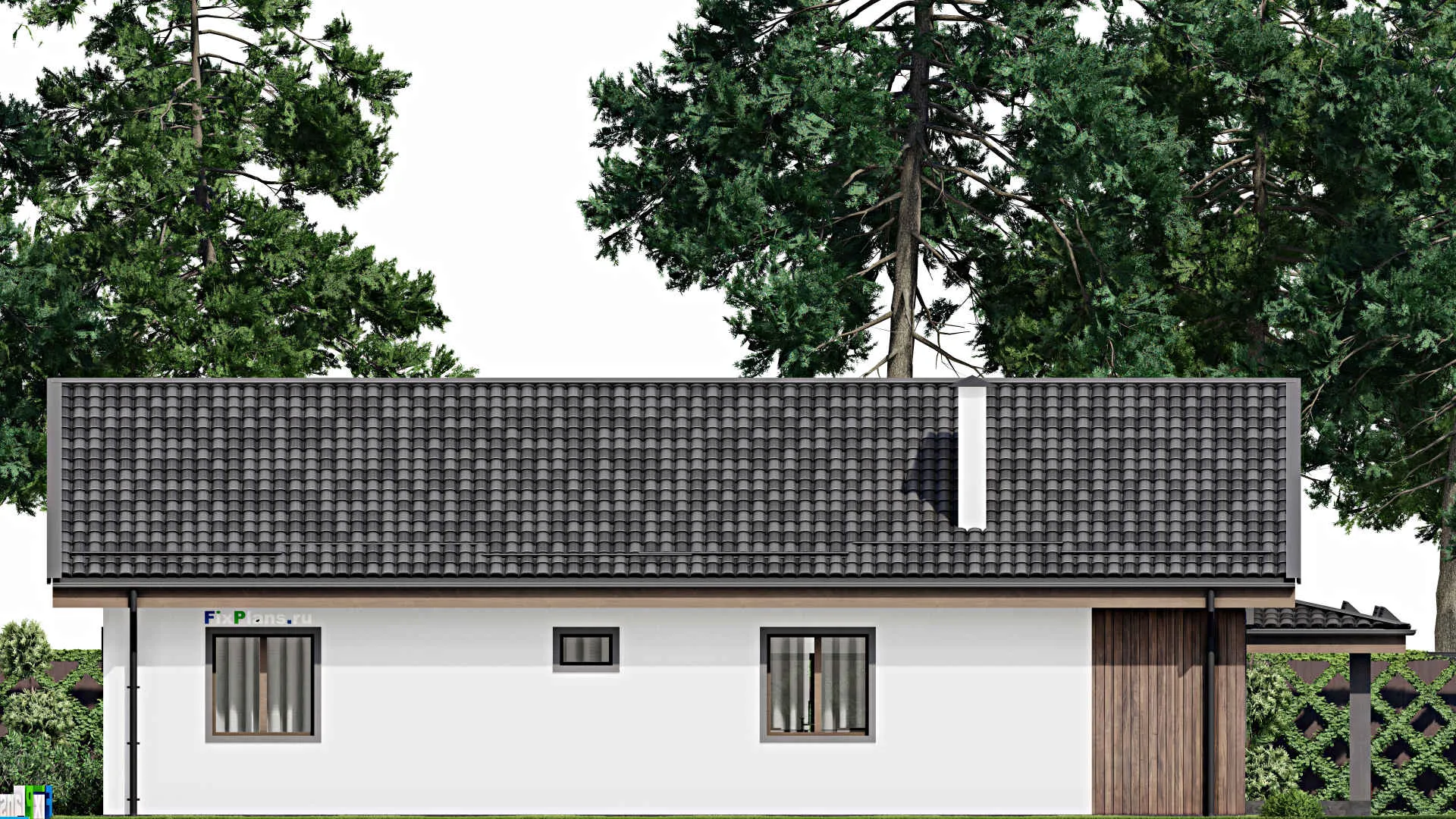 F-5039 - Проект одноэтажного дома 11 на 17, площадью 180 м² с террасой и 3 спальнями