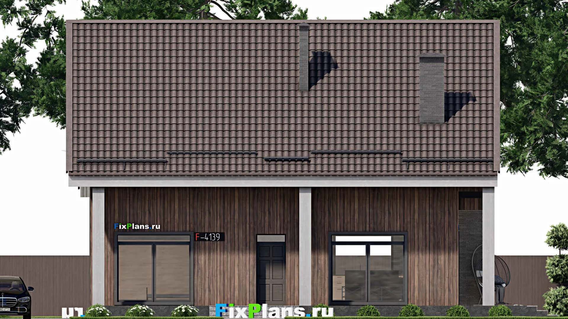 F-4139 - Проект дома с мансардой 11 на 15, площадью 210 м² с террасой, балконом и 3 спальнями