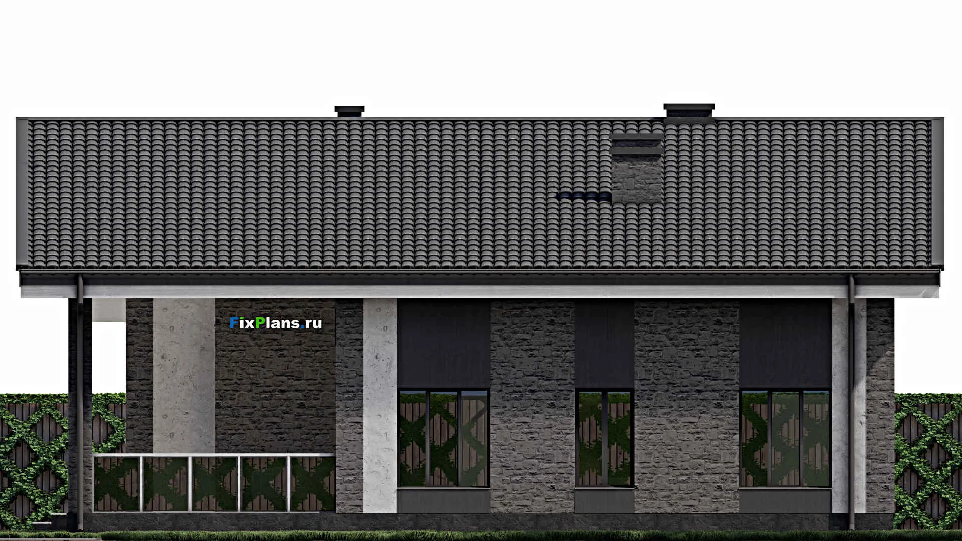 F-0818 - Проект дома с мансардой 13 на 17, площадью 260 м² с террасой и 4 спальнями