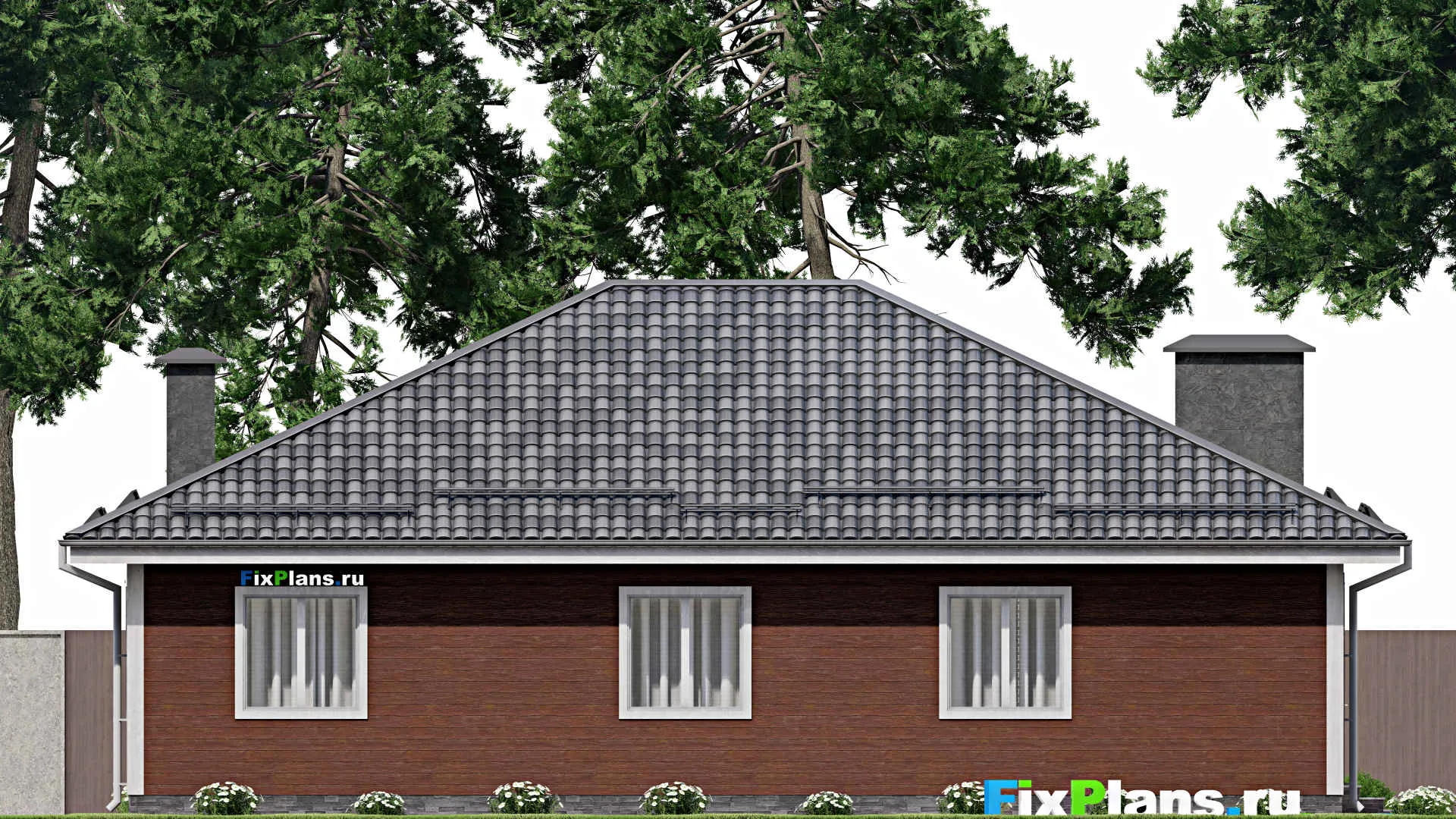 F-5903 - План одноэтажного дома 15 на 16, площадью 160 м² с 4 спальнями