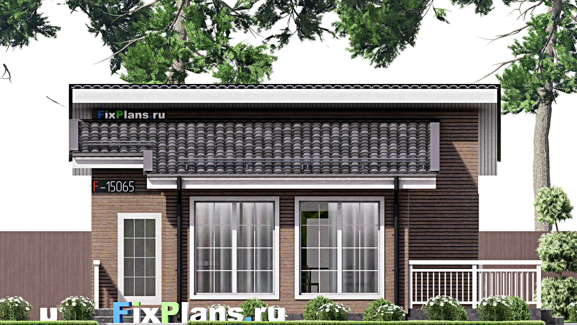 F-15065 - Проект бани 11 на 12, площадью 100 м² с комнатой отдыха, терассой и санузлом