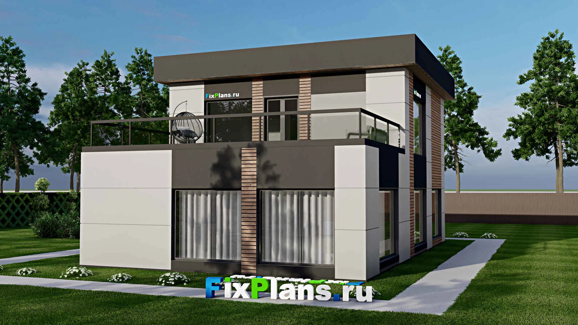 F-4283 - Проект двухэтажного дома 10 на 15, площадью 240 м² с террасой и 4 спальнями