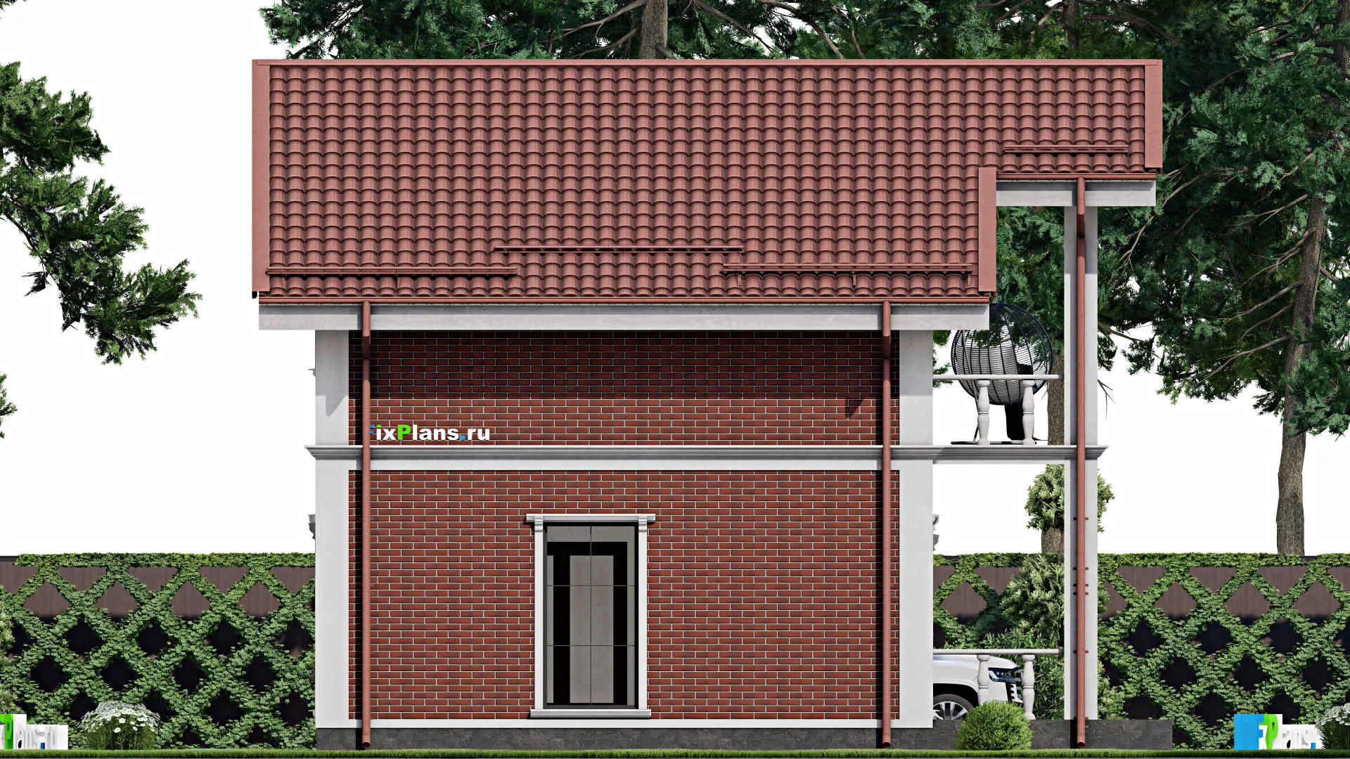 F-2843 - Планы дома с мансардой 8 на 11, площадью 120 м² с балконом и 3 спальнями