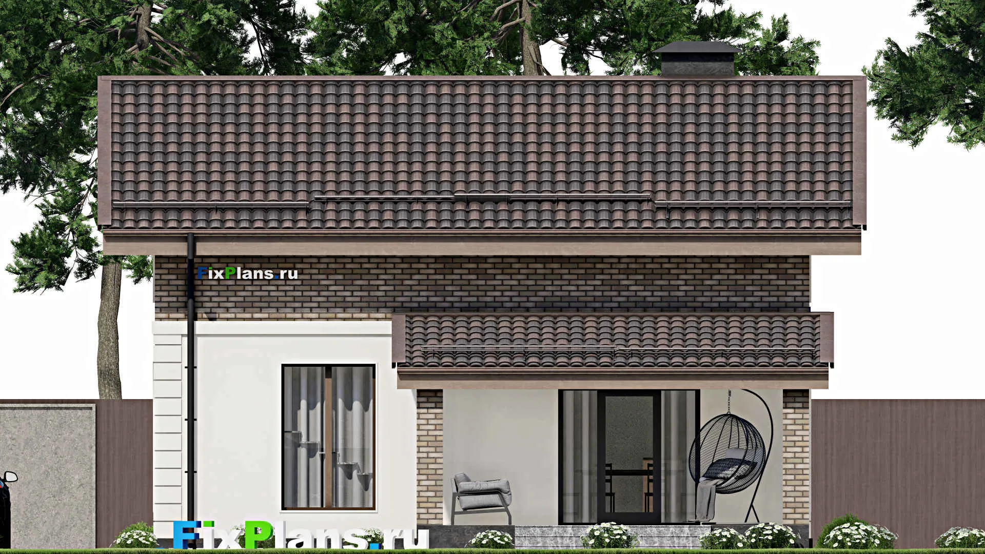 F-4796 - Планы дома с мансардой 9 на 11, площадью 140 м² с террасой и 3 спальнями