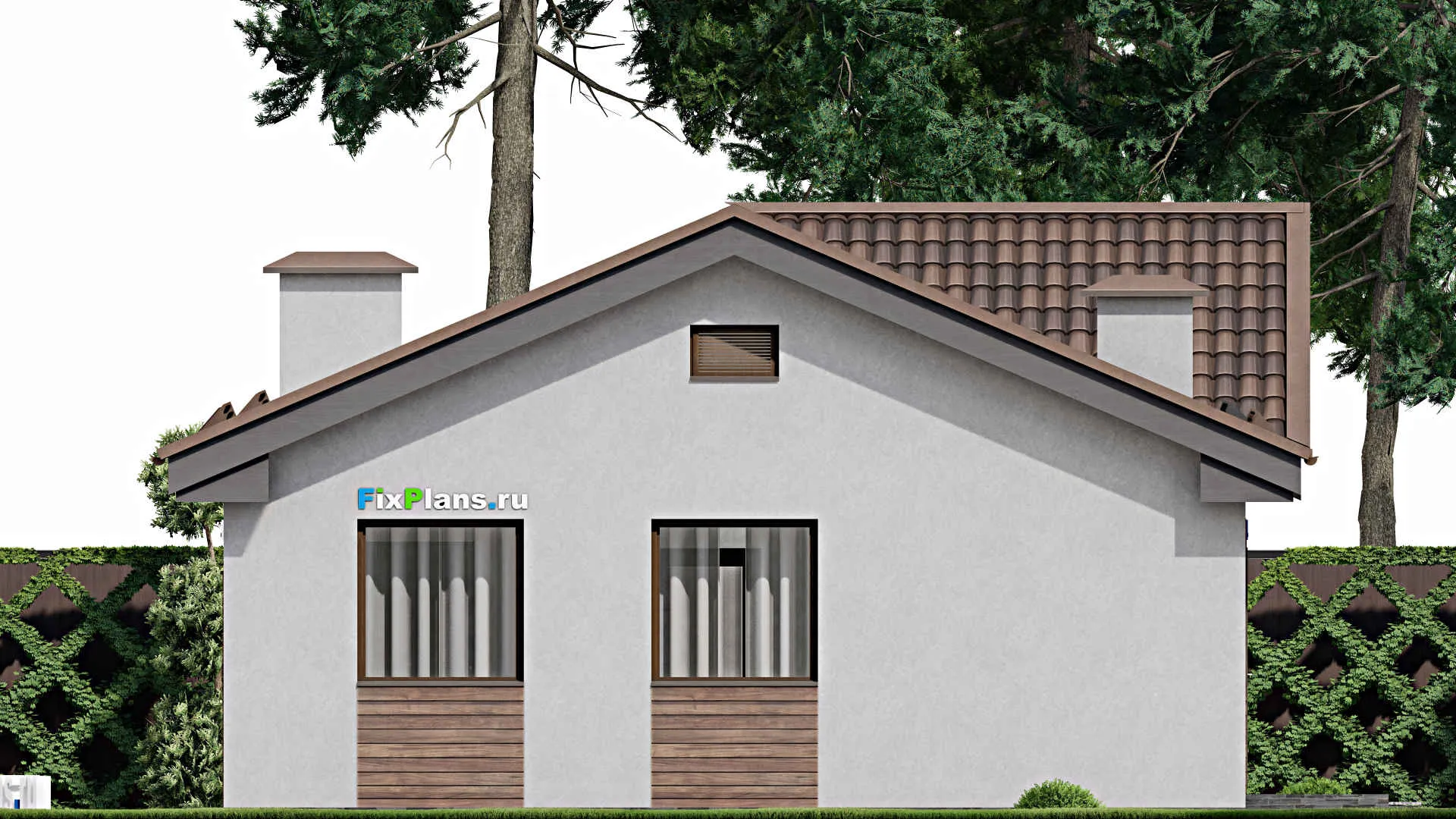 F-10025 - Проект одноэтажного дома 11 на 11, площадью 80 м² с 2 спальнями