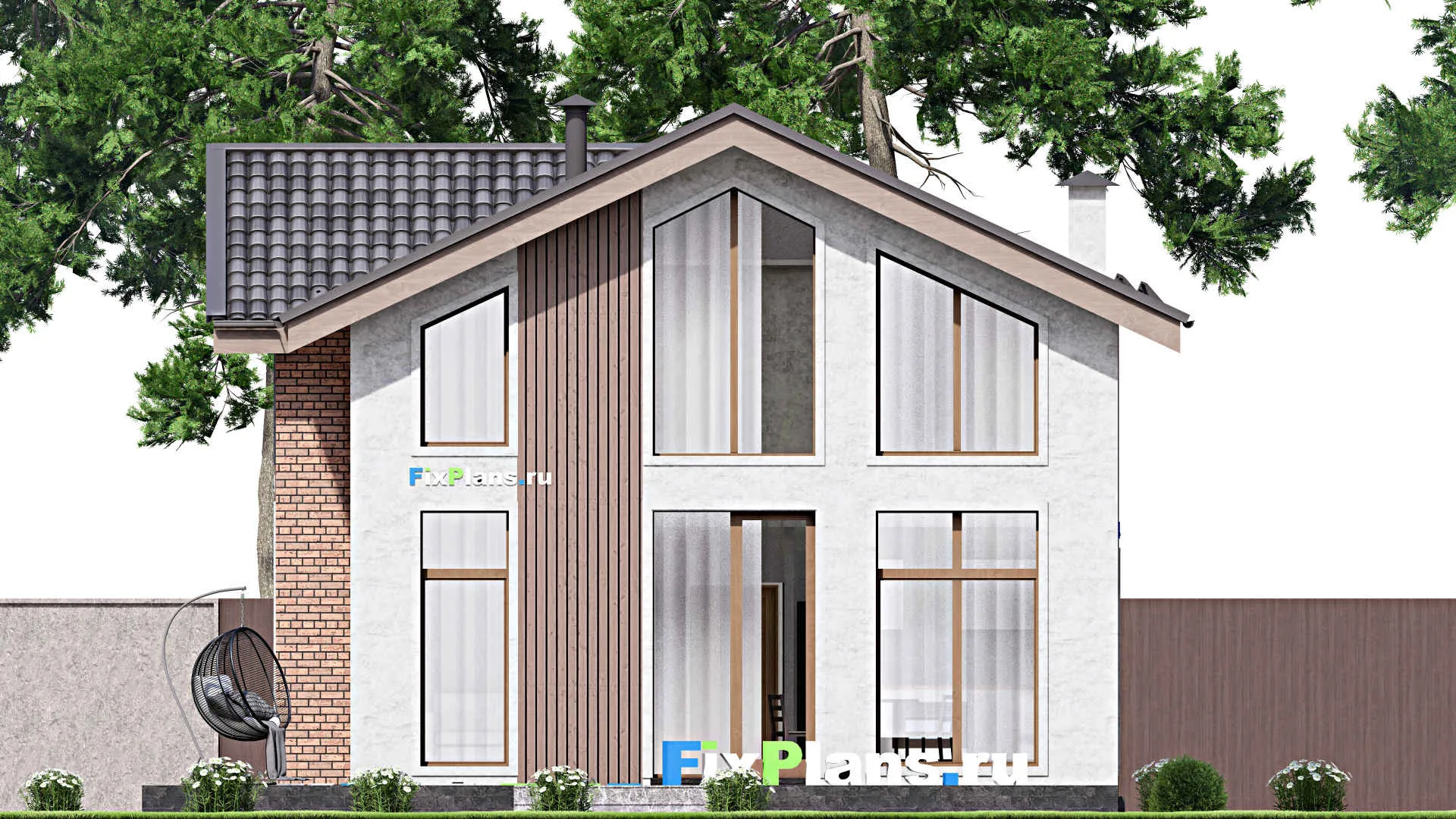 F-12662 - Проект дома с мансардой 11 на 15, площадью 140 м² с террасой и 3 спальнями