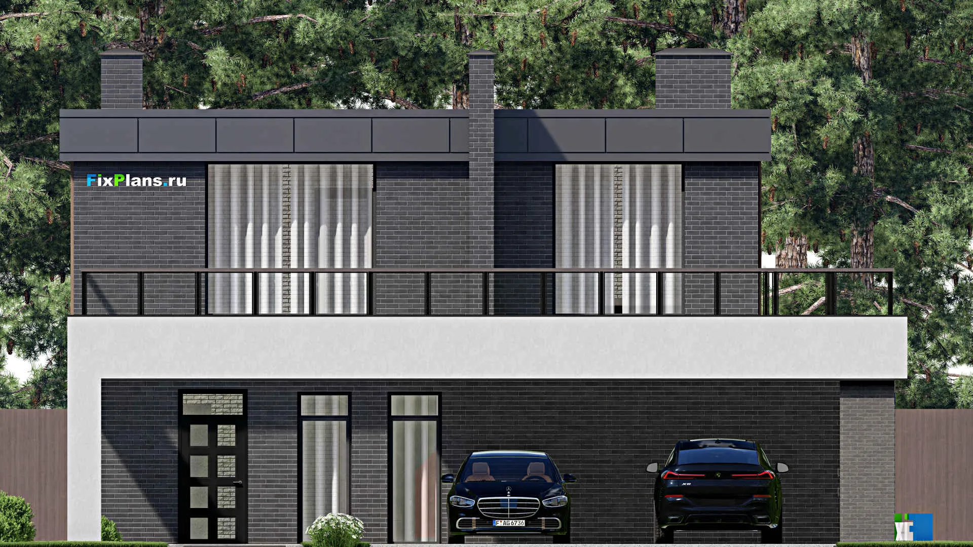 F-1601 - Проект двухэтажного дома 14 на 26, площадью 320 м² с террасой и 3 спальнями