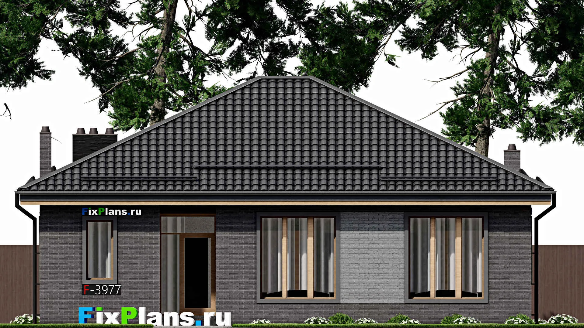 F-3977 - План одноэтажного дома 12 на 13, площадью 130 м² с 4 спальнями